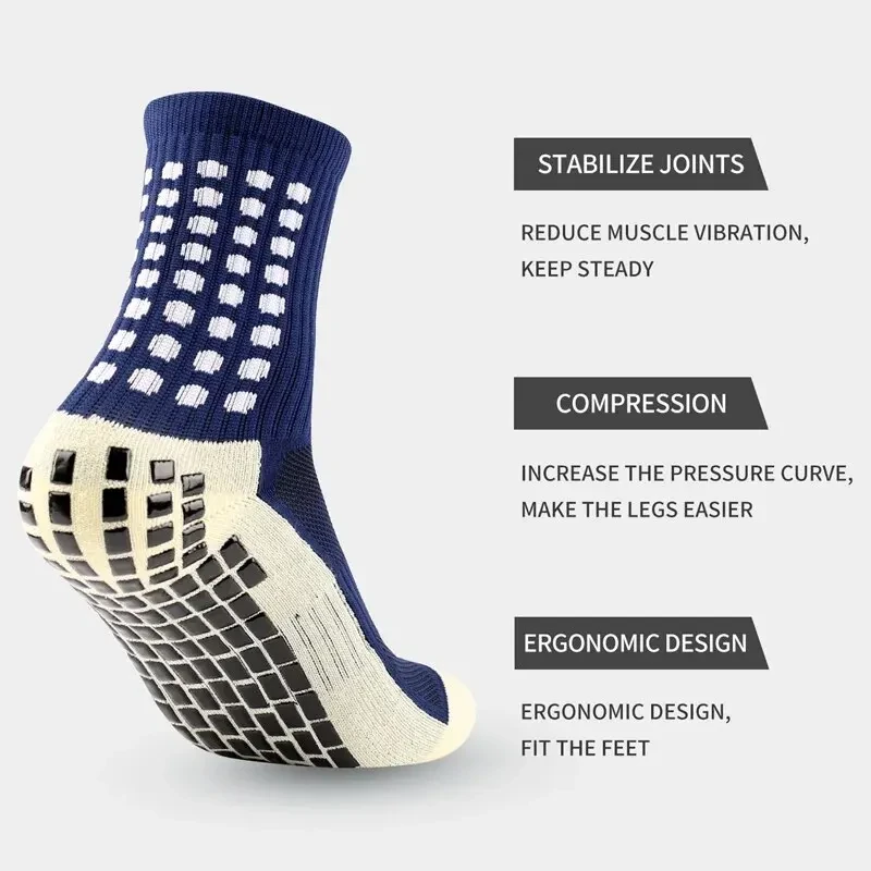 (image for) 1 Pair Men's Anti-Slip Sport Socks Football Soccer Basketball Tennis Outdoor Grip Cycling Riding Comfortable Non-Slip Design