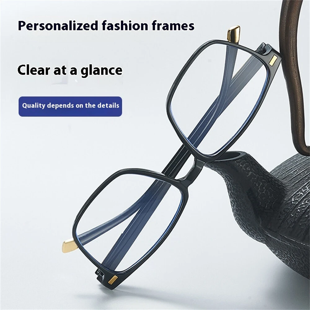 (image for) Anti Blue Light Reading Glasses Men Black Full Frame Hyperopia Eyewear High-definition Comfortable Presbyopia Glasses