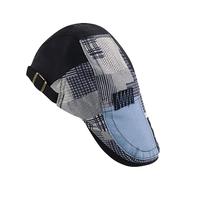 (image for) Collrown Men Berets Retro Patchwork Plaid hat Men's Flat Cap England Newsboy Cap Classic Peaked Painter Caps for Spring Summer Autumn Winter