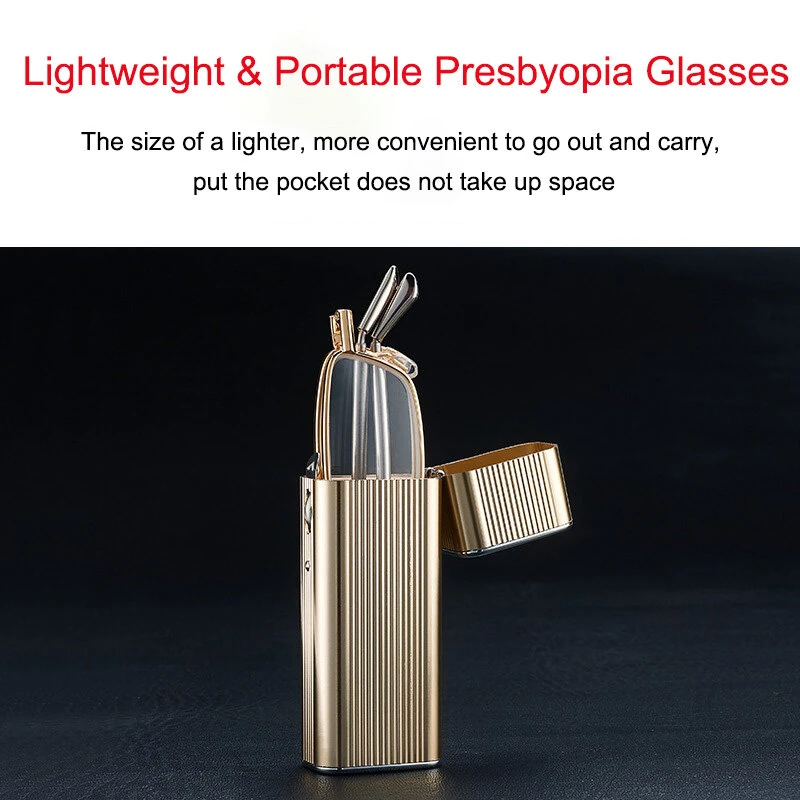 (image for) Folding Stretching Presbyopia Glasses Portable Anti Blue Light Reading Glasses Ultra-light Anti-fatigue Presbyopia Glasses Lighter Case