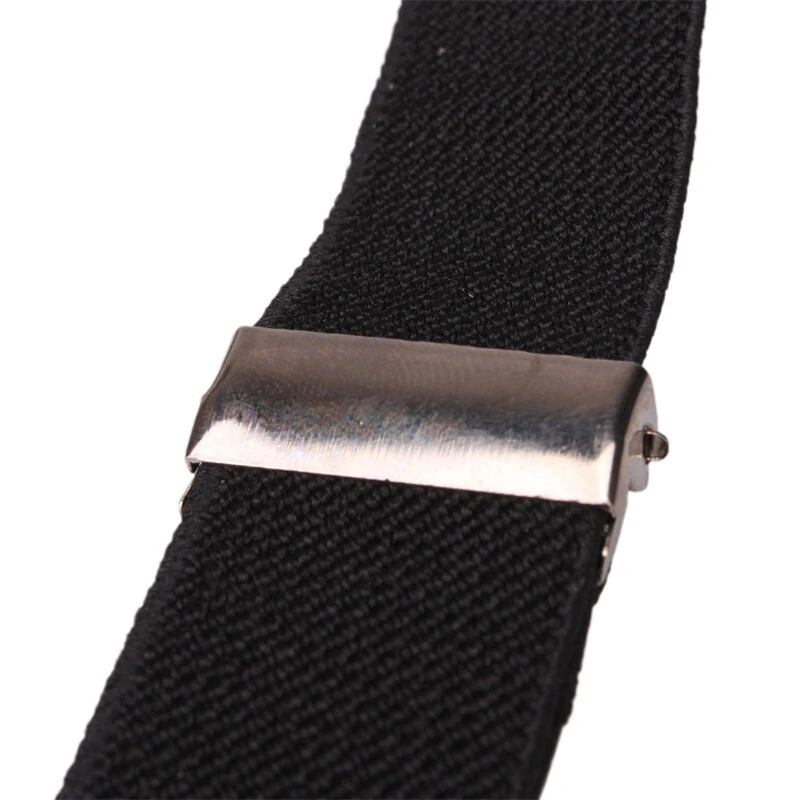 (image for) Mens Classic Black Suspenders Elastic Y-Back Adjustable Braces with 3 Metal Clips