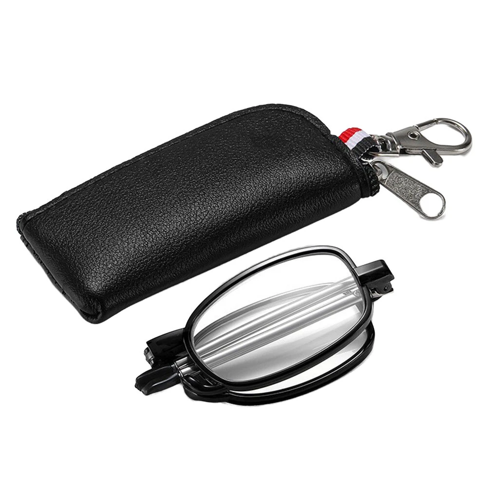(image for) Portable Folding Reading Glasses with Buckle Storage Bag HD Anti-Blue Light Anti-Radiation Glasses Presbyopic Glasses for Women Men
