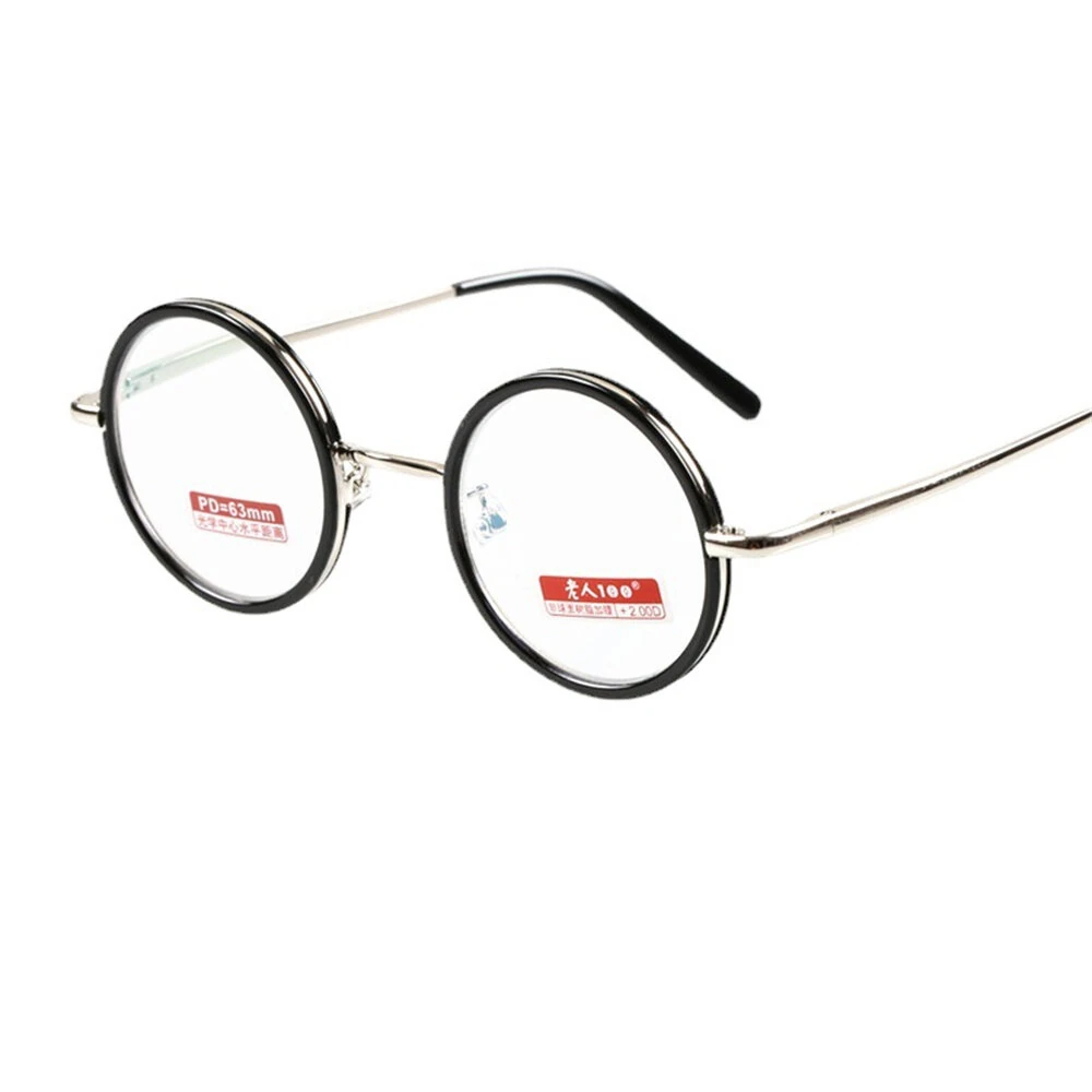 (image for) Retro Round Metal Frame Reading Glasses Minimalist Anti-blue Light Presbyopia Eyeglasses
