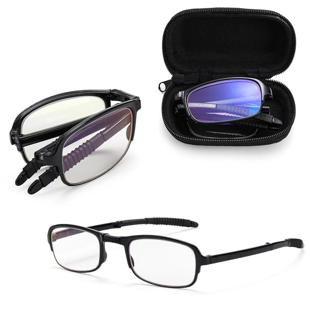 (image for) TR90 Folding Reading Glasses with Zipper Case Unisex Portable Lightweight Presbyopic Eyeglasses Readers Eyewear +1.5 ~ 3.5